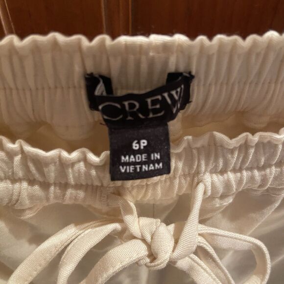 J.Crew Women’s Superwide Stratus Pant City Twill Ivory Drawstring Size 6 Petite - Picture 6 of 12